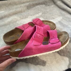 Birkenstock Pink Suede Arizona Sandals